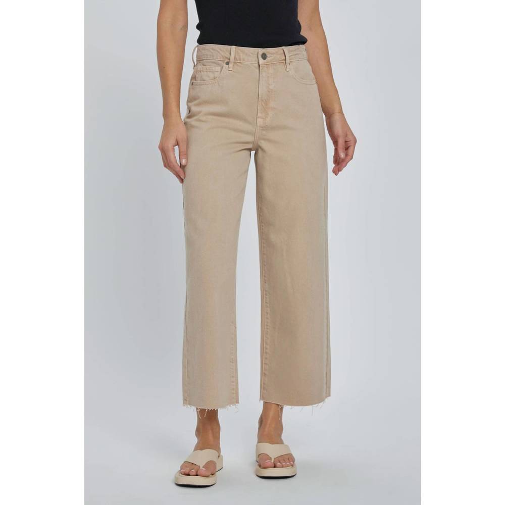 NEW HIDDEN nori clean cropped wide leg jeans in khaki